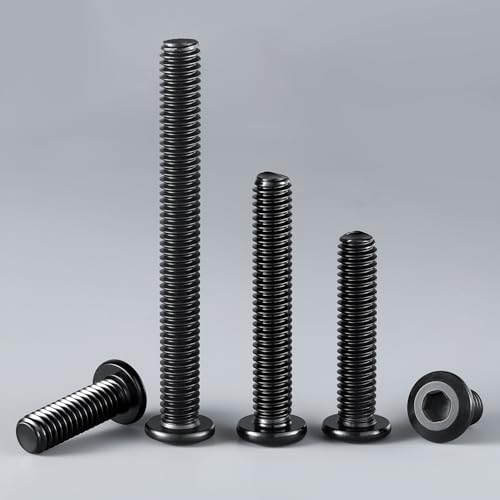 5/16-18 x 1/2" Bolt, 45PCS Flat Head Hex Socket Cap Screws Bolts, 304 Stainless Steel 18-8, Fully Threaded, Black Zinc Finish, with Hex Spanner - color: Black, size: 5/16-18 x 1/2