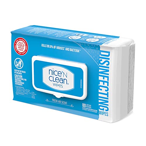 Nice 'N Clean Disinfecting Surface Wipes 80ct | Cleans & Disinfects Home & Kitchen Surfaces | Fresh Scent - size: 80 Count (Pack of 1)