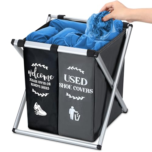 Wonderjune Foldable Disposable Shoe Cover Box Dispenser, Black, Gray - color: Black, Gray