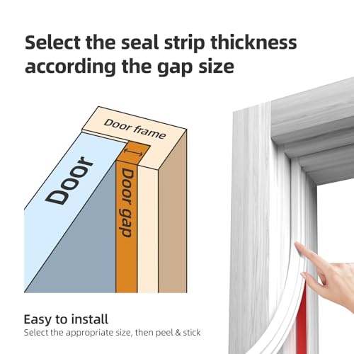 White D-Shape Weather Stripping 20Ft (Fits 0.4–0.5in Gaps) - color: White, size: 0.59" Thick x 20 Ft