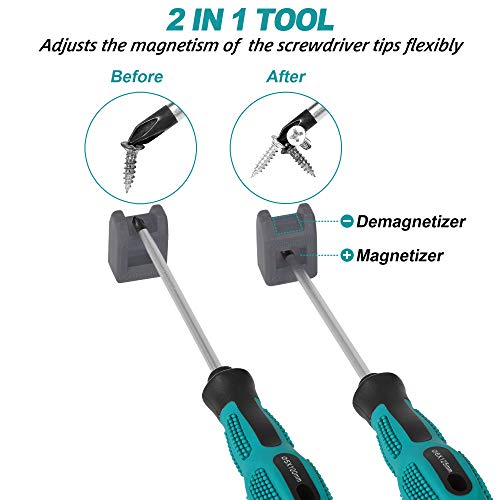 Magnetic Screwdriver Set 10 PCS,5 Phillips and 5 Flat Head Precision Screwdriver,Professional Cushion Grip and Non-Slip for Repair Home Improvement Craft,Green - color: 10pc-green