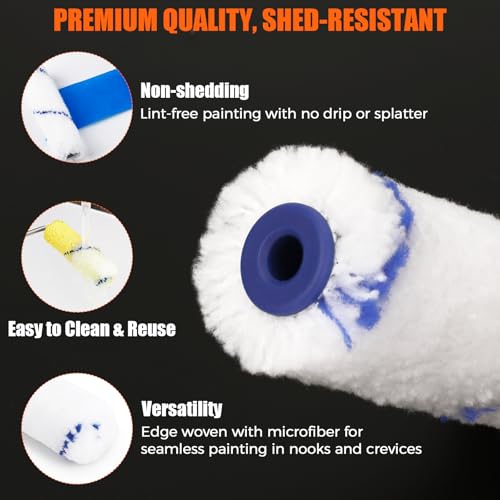 60pcs 4 Inch Microfiber Paint Roller Covers 1/3" Nap, Non-Shedding - color: 60pcs