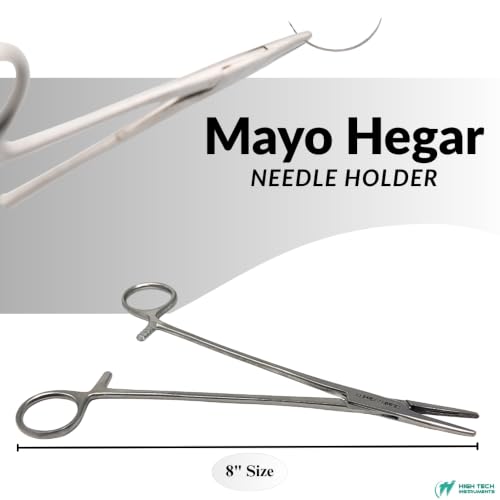 Mayo Hegar Needle Holder Driver with Cross Serrated Jaws Made of Stainless Steel Comes in Multi Position Locking Mechanism Clamping Pliers (8 Inch) - size: 8 Inch