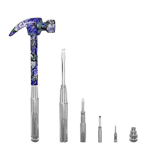 6-in-1 Floral Hammer Kit, Multifunctional Set with Cross & Flat Screwdriver, Portable Mini Gift - color: Purple