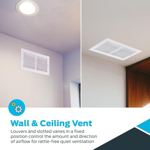 EZ-FLO 12 x 6 Inch (Duct Opening) Air Vent Cover for Wall or Ceiling, Two-Way Ventilation Register, Solid Steel HVAC Register Cover, White, 61612 - size: 12 in. x 6 in.