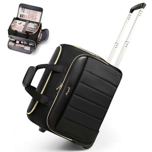Arcoyard Rolling Craft Bag, Rolling Teacher Bag with Wheels, Balck - color: Black