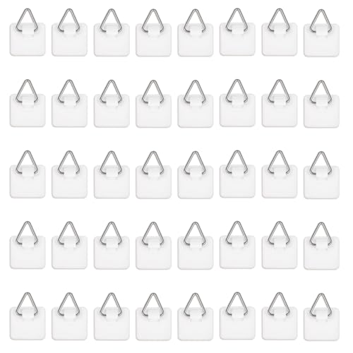 40Pcs Adhesive Picture Hangers for The Wall Plate Hangers Stick On Hooks Sticky Picture Frame Hooks for Pictures Frames Heavy Duty Pictures Hanging Hoops Without Nails
