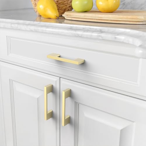 Asidrama 10 Pack 3 Inch(76mm) Brushed Gold Kitchen Cabinet Handles, Cabinet Pulls Kitchen Cabinet Hardware for Cupboard Drawer Pulls - color: Brushed Gold, size: 3" Hole Center(76mm), style: 10 Pack