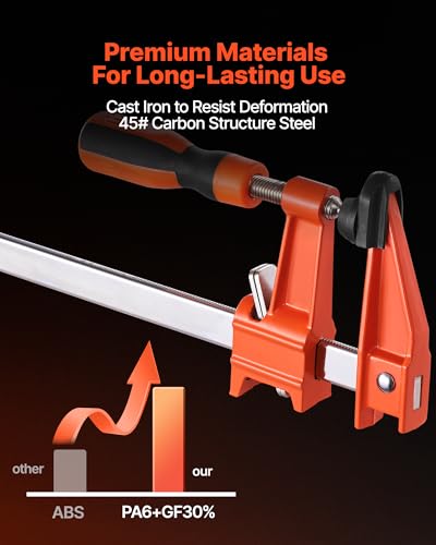 VEVOR Bar Clamps for Woodworking, 2-Pack 24 inch Opening, Lockable F-Clamp with 600 lbs Load Limit, 2-1/2 inch Depth, Cast Iron and Carbon Steel, Easy to Use, Wood Clamps for Woodworking Metal Working - size: 24"(2 Pack), style: Medium-Duty