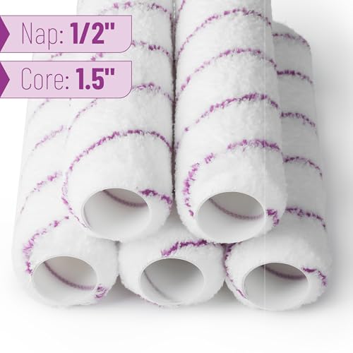 Bates- Paint Roller Covers, 9", 5 Pack, Purple Stripes, Covers for Paint Rollers 9 Inch, 9 Inch Paint Roller Covers, Paint Roller Cover, Paint Roller Covers 9 Inch, Large Paint Roller Covers - color: Purple Stripes, size: 9 Inch, 5 Pack