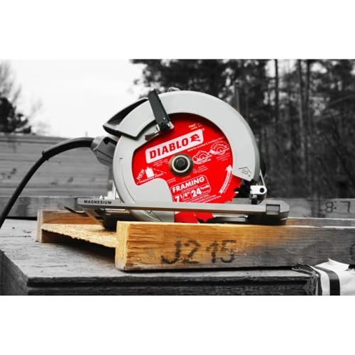 Diablo Framing Saw Blade for Wood - 7-1/4" Diameter, 24 ATB Teeth, 5/8" Arbor, .059" Kerf, 15° Hook Angle, .040" Plate, 8000 Max RPM - D0724X - size: 7-1/4" Dia x 24T x 5/8" Arbor, style: Framing
