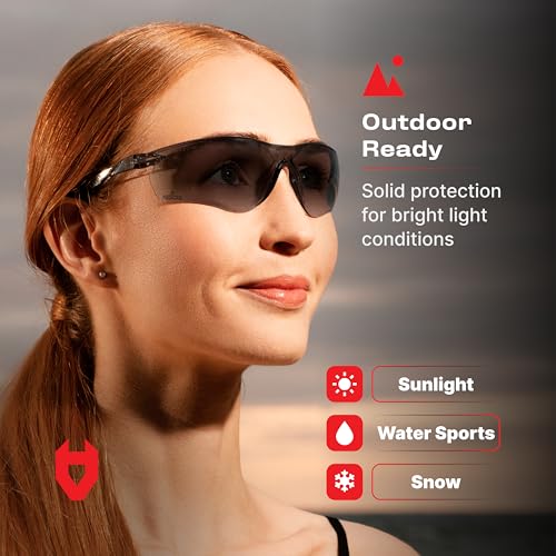 NoCry Safety Sunglasses for Men and Women; Certified ANSI Z87.1 Dark Tinted Safety Glasses with Anti-Fog & Anti-Scratch Lenses and UV Protection; Cycling Glasses, Sports Sunglasses for Men and Women - color: Dark Tinted