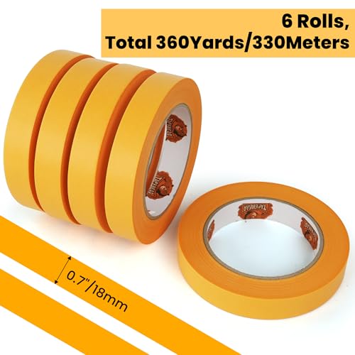 TAPEBEAR Delicate Surface Masking Tape 0.7" x 60Yard Washi Tape - color: Orange, size: 0.7" x 60Yard