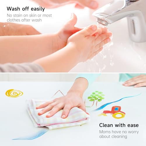 Shuttle Art Washable Finger Paint Set, 53 PCS with 14 Colors (2 fl oz), Paint Brushes, Sponge, Palette, Non-Toxic Finger Painting for Toddlers - color: 14 Colors