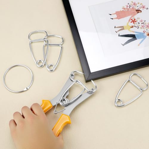 QWORK Miter Spring Clamps Kit, Includes 8 Miter Clamps & 1 Pliers, Ideal for Picture Frames, Wood Trim, Moldings, and Compound Miters