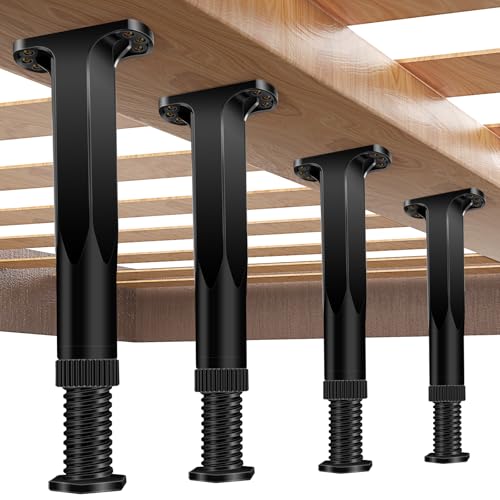 4 PCS Adjustable Height Bed Frame Support Legs - 7.8-14.6inch Bed Slats Support Leg with Screws, Furniture Legs for Bed Frame/Bed Center Slat/Cabinet/Dresser/Table/Sofa/Chair, Bed Replacement Legs - size: 4PCS