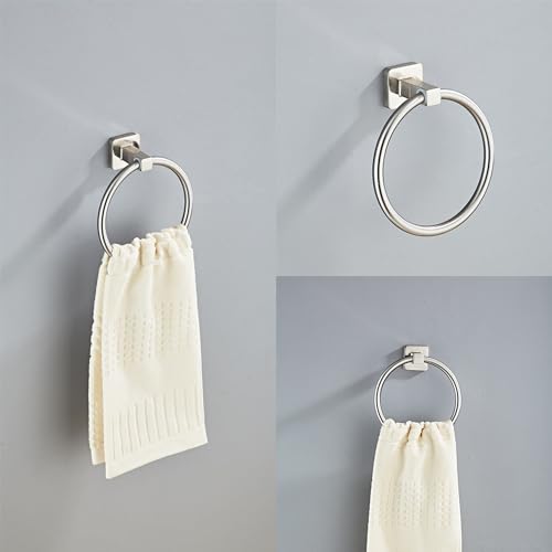 Brushed Nickel Bathroom Hardware Set 4 Pieces,Bathroom Accessories Set Stainless Steel Wall Mounted, Hand Towel Bar, Towel Ring, Robe Towel Hooks,Toilet Paper Holder,Towel Bar Set, 23.6 Inch - color: Brushed Nickel-4pcs, size: 23.6Inch