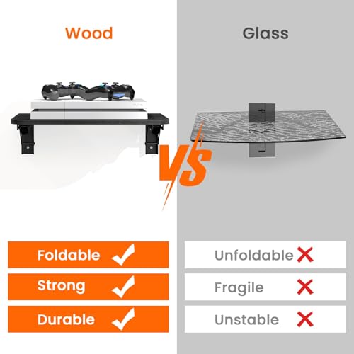 Homode Floating Entertainment Shelf, Folding Projector Shelf, Black - color: Balck