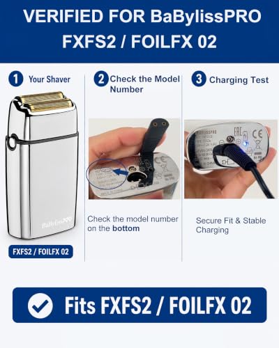 4.5V Charger for BaByliss PRO FXFS2 Foil Shaver, 5ft Power Cord for BaBylissPRO FOILFX02 METALFX Double Foil Shaver