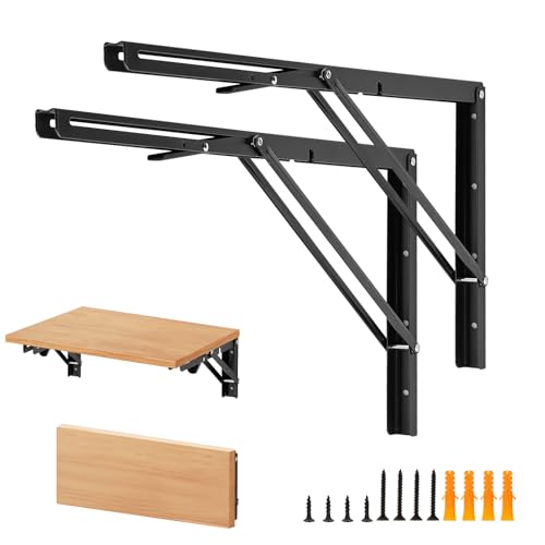 Matte Black Folding Shelf Brackets, 22 Inch, 4 Pack - size: 22 Inch