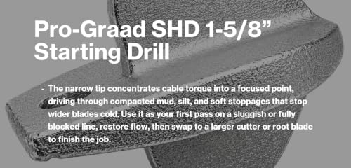 FlowFixer SHD Spear Head Drain Cutter 1-5/8" Starting Drill for 3"-4" Pipes - style: 1-5/8" Starting Drill