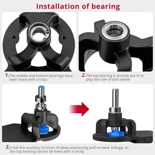 XUNTOP 35mm Concealed Hinge Jig, Aluminum Alloy Cabinet Hinge Jig, Double Clip Fixed More Stable, Precision Door Hinge Tool for Wood Furniture Door Cabinets