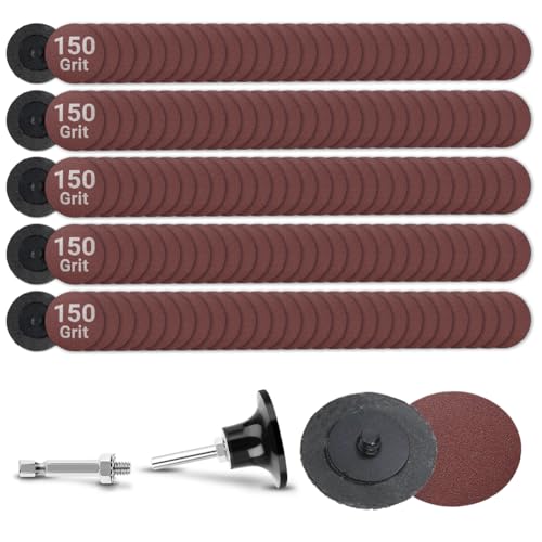 150Pcs 2 inch R-Type Quick Change Aluminum Oxide Surface Conditioning Sanding Discs Set 150 Grit with Adapter & Backing Pad - style: 150 Grit