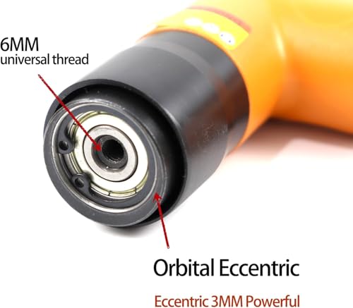 Mini Air Random Orbital Sander, 22000 RPM Pneumatic Polisher with 3 Pads - color: Orange