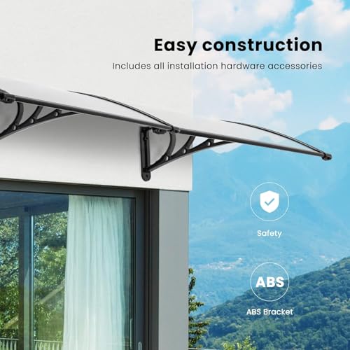 VIVOHOME Polycarbonate Window Door Awning Transparent 38 Inch x 78 Inch - color: Transparent, size: 38 Inch x 78 Inch
