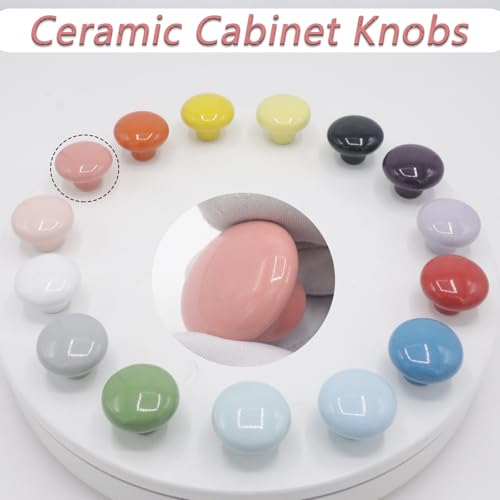 10-Pack Ceramic Cabinet Knobs Watermelon Red 32mm Round Drawer Pull - color: Watermelon Red
