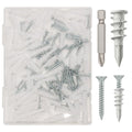 120pcs (60 Sets)-Plasterboard Fixings, Self-Drilling Plasterboard Anchors & #8 Galvanised Screws + Magnetic Screwdriver — 75 lb Hold - color: #8 Screws 120pcs