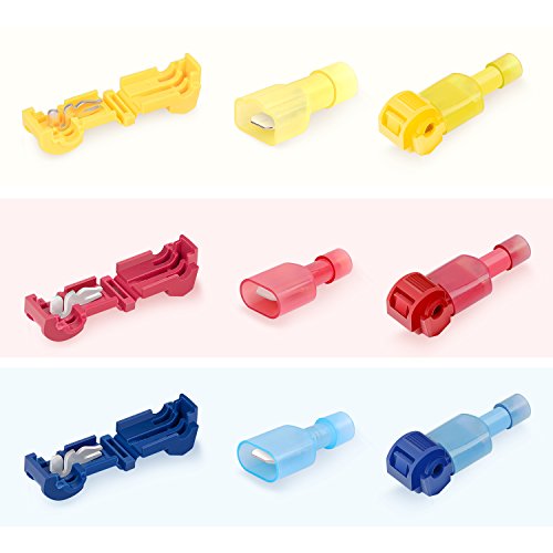 Nilight - 50031R 240 Pcs/120 Pairs Splice Wire Terminals T-Tap Self-Stripping with Nylon Fully Insulated Male Quick Disconnects Kit - size: 240Pcs 22-10AWG