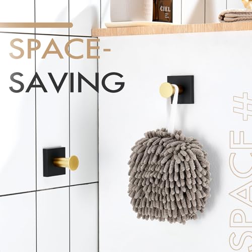 KOKOSIRI Robe Hooks Bath Towel Hooks for Wall Closet Kitchen Hanging Towels Bathroom Hardware Black with Gold Stainless Steel 2 Pack, B1016GDK-P2 - color: Black Gold, size: 2 Pack