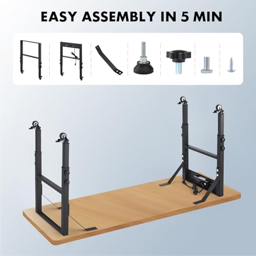 OLBRUS 19.6-Inch Depth Workbench Frame with Lockable Wheels - size: Power Outlets / wheel