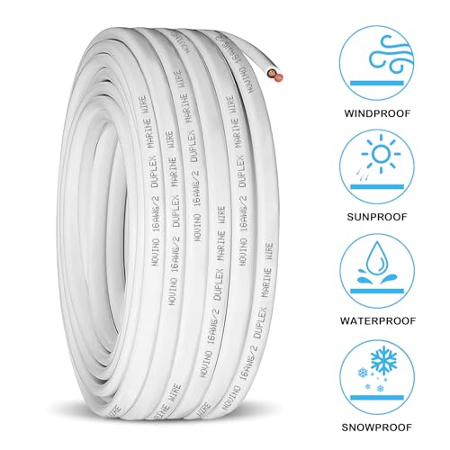 16 Gauge Marine Wire 16 AWG Duplex Marine Grade Wire,15FT 16/2 AWG Cable | Flexible Oxygen-Free Tinned Copper Corrosion Resistant Boat Electrical Cable for Boat/Automotive/RV/Camper/Trailer Outdoor - size: 15 ft, style: 16 gauge