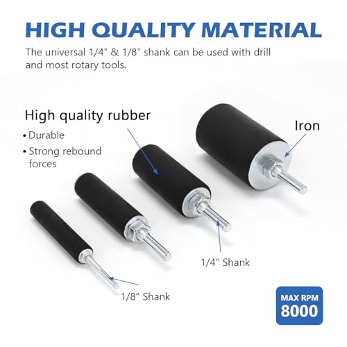 2-1/2’’Sanding Drum and Sleeves Set with 1/4’’, 1/8’’Shank and Sandpaper Cleaning Stick-Eraser, Drill Sanding Kit for Sanding Polishing Multiple Materials Wood Fiberglass Metal, 80, 120 Grit-21PCS - size: Length: 2-1/2'' (sanding drums & sleeves)