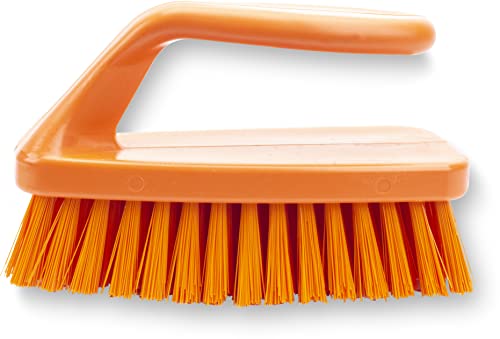 SPARTA Scrub Brush with Iron Shaped Handle and Stiff Bristles, Heavy Duty Scrubber Brush for Kitchen, Bathroom, Shower, Tile, Sink, Carpet and Bakepans, Polypropylene, 6 Inches, Orange - color: Orange, size: 6 Inches (Pack of 1)
