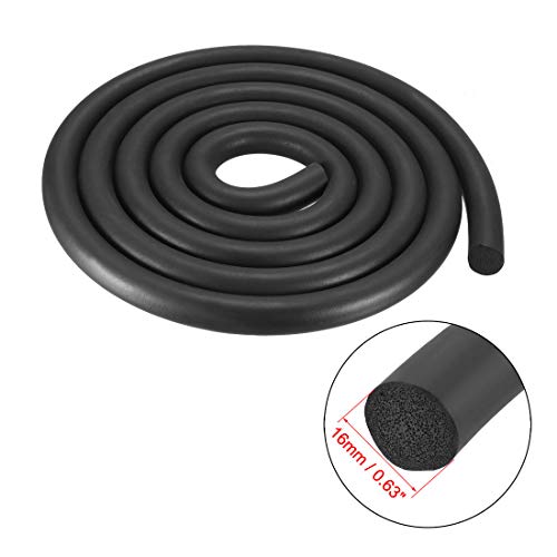 uxcell Foam Rubber Seal Weather Strip 16mm Diameter 2 Meters Long Black - size: 16mm x2m