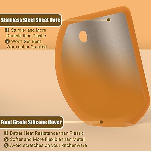 Sapid Flexible Curved Edge Silicone Bowl Scraper Dough Scraper Baking Bread - color: Orange