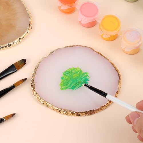 2 Pcs Resin Nail Art Palette Set, Gold Edge, Coffee & White - color: Coffee, White
