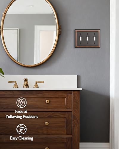 Switch Plates Outlet Covers, 2-Pack Metal Wall Plates, Aged Bronze - color: Aged Bronze, size: 3 Toggle 2PK
