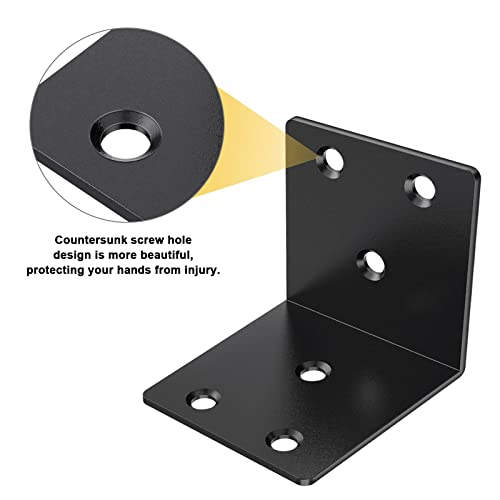 20 Pack 2" 90° Black L Brackets, Heavy Duty Corner Braces for Wood - size: 2 x 2 in