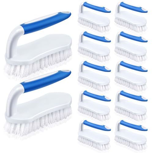 Lallisa 12 Pcs Scrub Brush Bulk for Cleaning with Handle, Blue - color: Blue