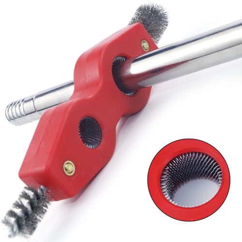 2 PCS 4 in 1 Copper Tubing Brush, 1/2 in and 3/4 in Copper Pipe Cleaner, Stainless Steel Coppers Tubing Wire Brush Cleaning Inside and Outside Thread, for Plumbing Installation, Soldering - style: Red + Black