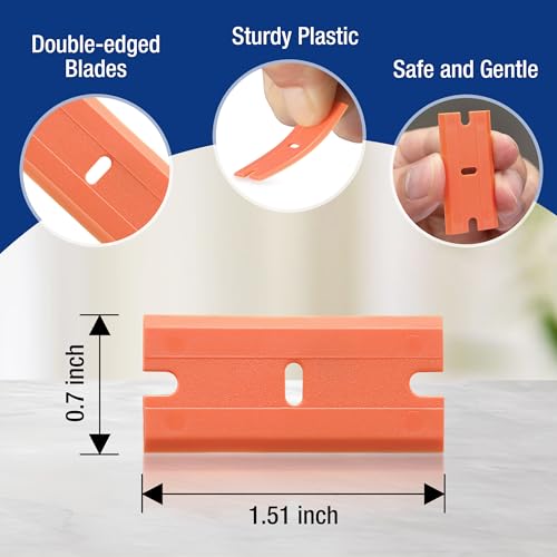 WORKPRO 200 Pack Plastic Razor Blades, Double Edge Scraper Refills - size: 1.5" x 0.7"