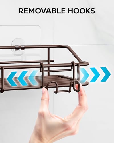Nieifi Shower Caddy Adhesive, Shower Shelves, Shampoo Holder for Bathroom - color: Brown, size: 2 Pack