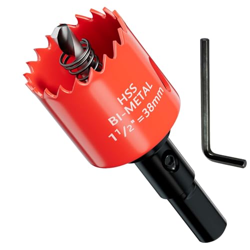 1-1/2 in. Bi-Metal Hole Saw Drill Bits - Versatile and Durable Hole Cutter for Wood, Plywood, Plaster Drywall, Ceiling, Plastic Pipe, PVC and Thin Metal - Includes Arbor & Pilot Bit (38mm) - size: 1-1/2"(38mm)