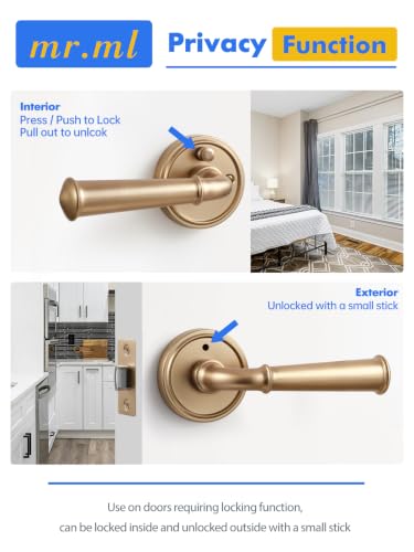 Door Handle Champagne Bronze Privacy Door Door Lever, 1 Pack - color: Champagne Bronze