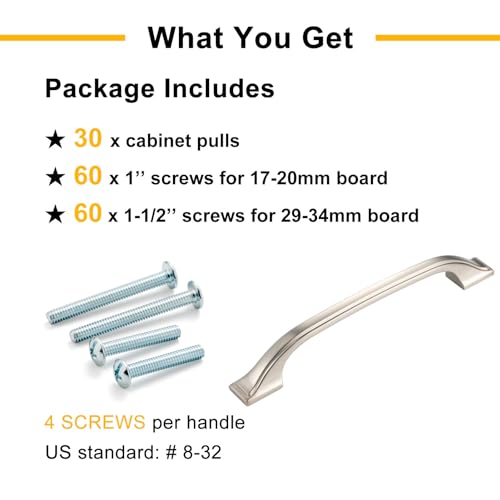 30 Pack Brushed Nickel Cabinet Pulls 3 Inch Silver Drawer Pull 8222 - color: Brushed Nickel, size: 3 Inches, style: 30 Pack Arch Pull