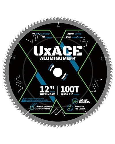 12-Inch 100-Tooth Circular Saw Blade, 1-Inch Arbor, Aluminum, Non-Ferrous Metal Cutting Blade, Carbide Tip, Thin Kerf, for Medium Aluminum, Plastic, Composite - size: 12", 1" Arbor, 100T